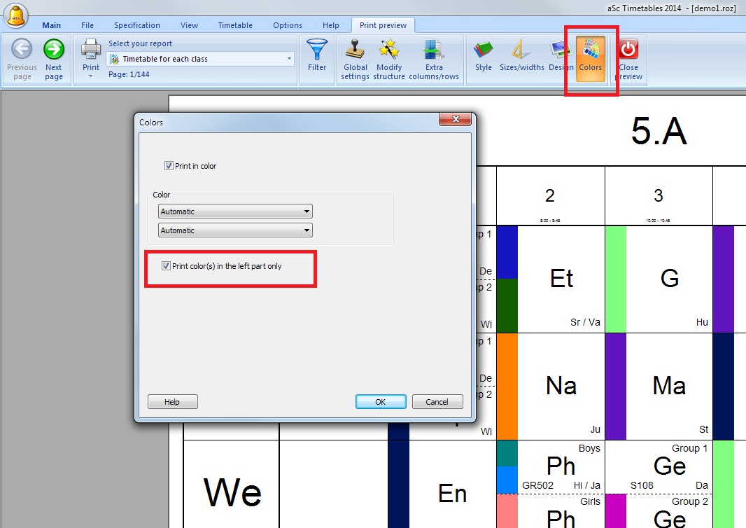 Print The Color Only In Left Part Of Cell