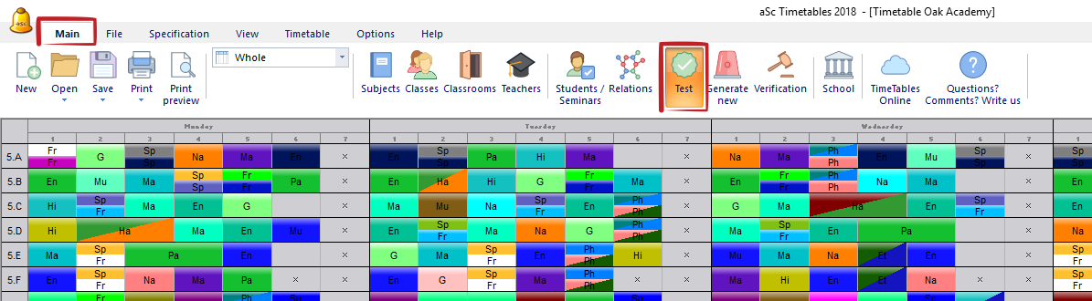 Clases, horarios y condiciones